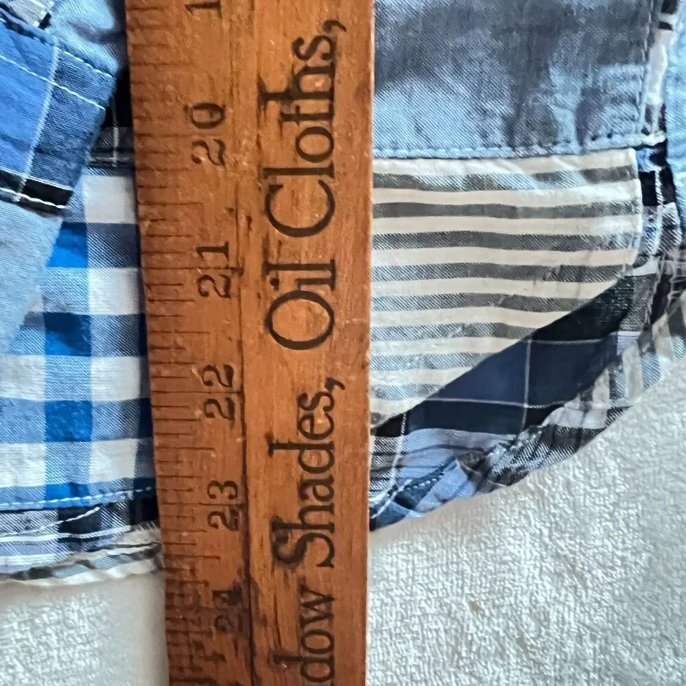 J.Crew Mens Shirt L Slim Madras Plaid Patchwork Button Down Cotton